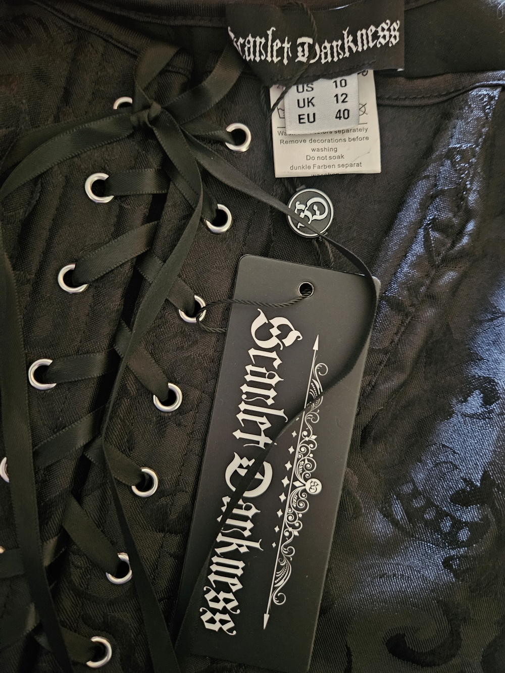 Scarlet Darkness Black Brocade Lace-Up Corset Camisole - Picture 5 of 5